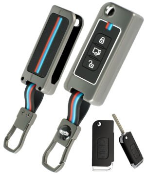 Coll of Fest Premium Metal Silicon Key Cover Compatible with Mahindra XUV-500 3 Button Smart Flip Key Cover Full Metal Protections Glow in the Dark