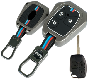 Coll of Fest Premium Metal Silicon Key Cover Compatible with Mahindra Xylo | Scorpio | Quanto 3 Button Smart Key Cover Metal and Silicon Protection Glow in the Dark