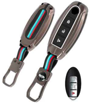 Coll of Fest Premium Metal Silicon Key Cover Compatible with Nissan | Micra | Sunny | Kicks | Teana | Magnite 3 Buttons Smart Key Glow in the Dark