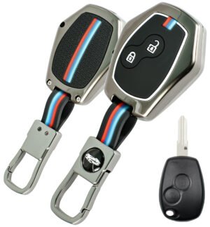 Coll of Fest Premium Metal Silicon Key Cover Compatible with Renault Logan | Duster | Verito | Lodgy 2 Button Smart Key Glow in the Dark