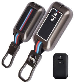 Coll of Fest Metal Silicon Key Cover Compatible with Maruti Suzuki & Toyota, Baleno, Swift, Dzire, Brezza, Fronx, Grand Vitara, XL6, Ertiga Celerio, Ignis, Glanza, Hyryder Rumion 2 Button