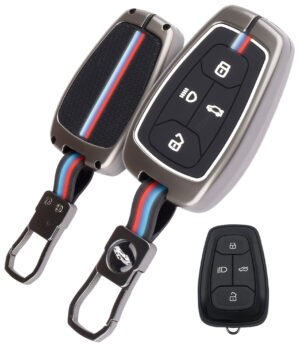 Coll of Fest Premium Metal Silicon Key Cover Compatible with Tata Nexon | Punch | Safari | Harrier | Altroz | Tigor EV | Tiago EV | Curvv | EV - 4 Button Smart Key Glow in the Dark