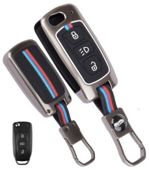 Coll of Fest Premium Metal Silicon Key Cover Compatible with TATA Nexon | Punch | Tiago | Safari | Altroz | Harrier | Tigor | Hexa | Bolt | Zest, Storme 3 Button Flip Key Glow in the Dark