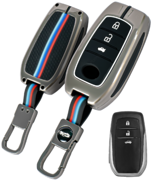 Coll of Fest Premium Metal Silicon Key Cover Compatible with Toyota Fortuner | Fortuner Legender | Innova Hycross | Invicto | Toyota Innova Crysta | Hilux 3 Button Key Glow in the Dark