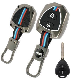 Coll of Fest Premium Metal Silicon Key Cover Compatible with Toyota Innova Fortuner Corolla 2 Button Smart Key Cover Metal & Silicon Protection Glow in the Dark
