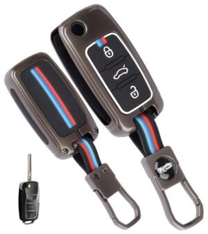 Coll of Fest Premium Metal Silicon Key Cover Compatible with Skoda & Volkswagen - Polo | Vento | Jetta | Ameo | Passat | Rapid | Laura | Superb | Octavia | Fabia | Yeti 3 Button Flip Key