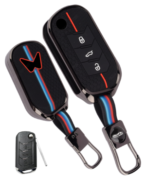 Coll of Fest Luxury Metal Silicon Key Cover Compatible with Mahindra Scorpio N | 3Xo | Xuv 300 | Marazzo | Xuv 700 | Xuv 400 Ev | Bolero | Thar 3 Button Flip Key Glow in the Dark