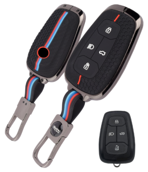 Coll of Fest Luxury Metal Silicon Key Cover Compatible with Tata Nexon | Punch | Safari | Harrier | Altroz | Tigor EV | Tiago EV | Curvv | EV - 4 Button Smart Key Glow in the Dark