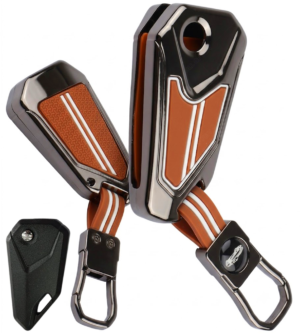 Coll of Fest Premium Metal Brown Silicon Key Cover Compatible with Universal Bike Hero | RE | Bajaj | TVS | Yamaha | Meteor | Honda | Jawa | Bikes Flip Key Glow in the Dark
