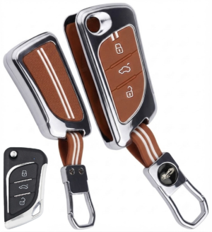 Coll of Fest Premium Metal Brown Silicone Key Cover Compatible with KD/Xhorse LX-B30 Universal Remote 3 Button Flip Smart Key Glow in the Dark