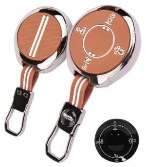 Coll of Fest Premium Metal Brown Silicone Key Cover Compatible with TATA Harrier EV (2025-2026) Round Smart Key Case Glow in the Dark