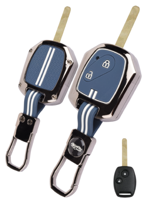 Coll of Fest Premium Metal Blue Silicon Key Cover Compatible with Honda Civic | Jazz | City | Brio | Amaze | WR-V | CR-V (2006-2015) 2 Button Smart Key Glow in the Dark