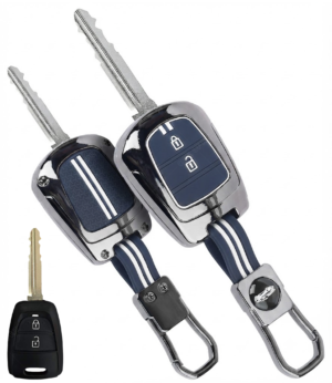Coll of Fest Premium Metal Blue Silicon Key Cover Compatible with Hyundai Creta EV | Alcazar EV | Hyundai Alcazar | Hyundai Creta EV | 2 Button Smart Key Glow in the Dark
