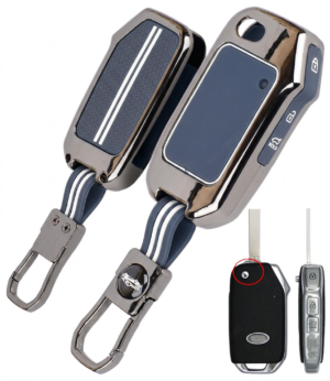 Coll of Fest Premium Metal Blue Silicon Key Cover Compatible with Kia Sonet 2024 | Sonet 2025 | Seltos 2024 | Seltos 2025 | Seltos 2023 | Carens | HTE 3 Button Flip Key Glow in the Dark