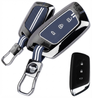 Coll of Fest Premium Metal Blue Silicon Key Cover Compatible with MG Hector 3 Button Smart Key Glow in the Dark