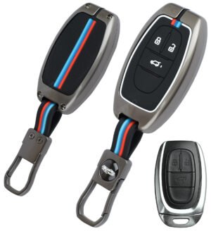 Coll of Fest Premium Metal Silicon Key Cover Compatible with MG Gloster 3 Button Smart Key Glow in the Dark