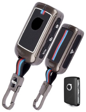 Coll of Fest Premium Metal Silicon Key Cover Compatible with Volvo Car XC60, S90, S60, XC90, V60, V40 4 Button Smart Remote Key Glow in the Dark
