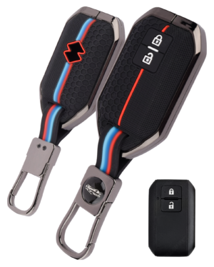 Coll of Fest Metal Silicon Key Cover Compatible with Maruti Suzuki & Baleno, Swift, Dzire, Brezza, Fronx, Grand Vitara, XL6, Ertiga Celerio, Ignis, Glanza, Hyryder Rumion, Toyota 2 Button