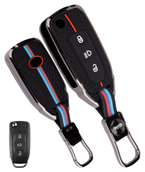 Coll of Fest Luxury Metal Silicone Key Cover Compatible with TATA Nexon | Punch| Tiago | Safari | Altroz | Harrier | Tigor | Hexa | Bolt | Zest, Storme 3 Button Flip Key Glow in the Dark