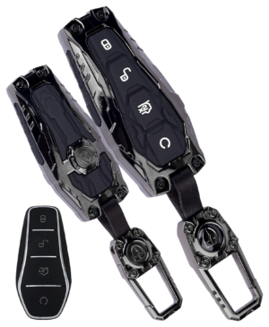 Coll of Fest Transformer Series Metal Silicone Car Key Cover Compatible with BYD Atto-3 4 Button Smart Key Special Feature Visible in Low-Light Conditions