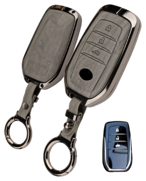 Coll of Fest Woodgrain Metal Frame Key Cover Compatible with Toyota Fortuner | Fortuner Legender | Innova Hycross | Invicto | Toyota Innova Crysta | Hilux 3 Button Key